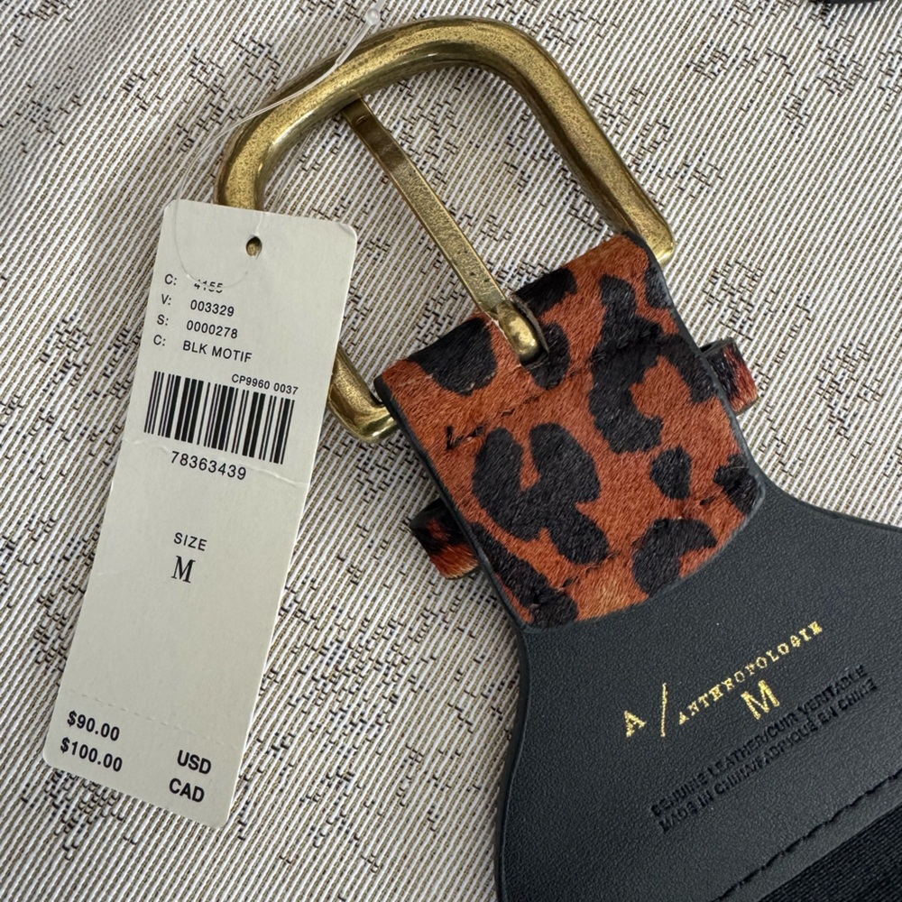 NWT Anthropologie wide tabby belt, stretchy, leopard, M - Picture 6 of 11